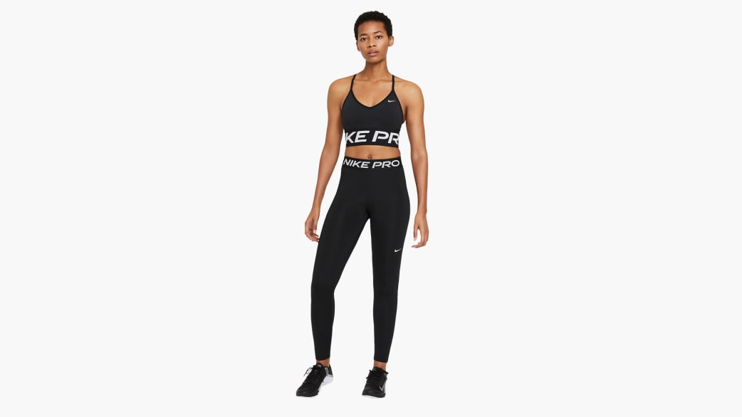 Nike Women's Pro Mid-Rise Leggings - Black / White | Rogue Fitness